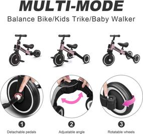 img 3 attached to 🚲 KORIMEFA 3 in 1 Kids Tricycle: Perfect Trike for 2 Year Old Toddlers - Ideal for Girls and Boys - Balance Bike for 10 Months to 2 Years - Safe and Fun Infant Trike!