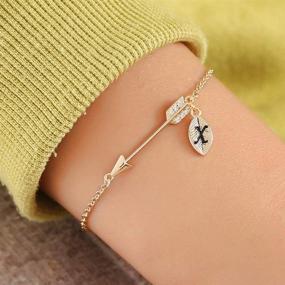 img 2 attached to 🎓 Graduation Bracelets for Women - 14K Gold Plated Dainty Compass Charm Bracelet with Compass Arrow Necklace - College & High School Graduation Gifts for Her by MONOOC