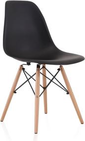 img 3 attached to 🪑 CozyBlock Molded Plastic Dining Shell Chair with Eiffel Legs, Set of 2, 20" L x 18.5" W x 31.5" H, Black