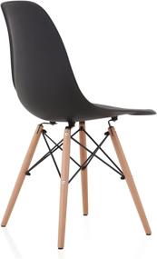 img 1 attached to 🪑 CozyBlock Molded Plastic Dining Shell Chair with Eiffel Legs, Set of 2, 20" L x 18.5" W x 31.5" H, Black