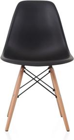 img 4 attached to 🪑 CozyBlock Molded Plastic Dining Shell Chair with Eiffel Legs, Set of 2, 20" L x 18.5" W x 31.5" H, Black