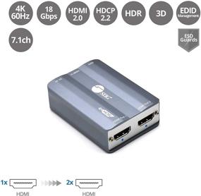 img 3 attached to Разветвитель HDMI SIIG 4K 1x2 - HDMI 2.0 4K60 HDR, HDCP 2.2, управление EDID, цифровой/PCM аудио 7.1, премиальный металлический корпус, соответствие стандартам TAA, защита от электростатического разряда (CE-H26J11-S1)