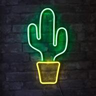 illuminating your space: get vibrant led neon green cactus wall sign by isaac jacobs - perfect for cool light, home décor, bedroom, parties, and holidays with usb power! логотип