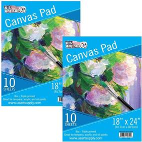 img 3 attached to 🎨 Pack of 2 U.S. Art Supply 12x16 Canvas Paper Pads - 10 Sheets per Pad, Triple Primed & Acid-Free, 8-Ounce Weight
