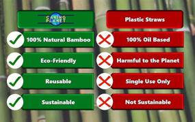 img 2 attached to 🌿 Caring Planet Bamboo Straws: Reusable, Sustainable, Eco-Friendly Drinking Straws - 7.5" Length with Coconut Fiber Cleaning Brush (Pack of 10)