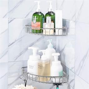 img 1 attached to 🚿 Orimade Corner Shower Caddy: Wall Mounted Stainless Steel Shelf Organizer with Hooks - No Drilling or Adhesive Required (2 Pack)