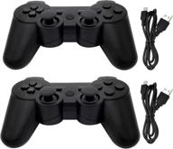 2-pack of dimrda ps3 wireless bluetooth controllers for playstation 3 - black game joysticks with charging cables logo