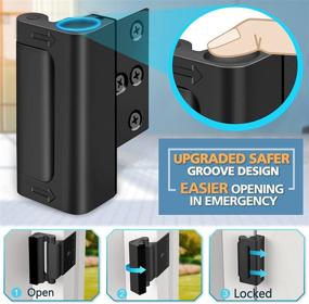 img 3 attached to 🔒 Black Home Security Door Lock: Enhanced Easy Open Childproof Reinforcement Lock with 3" Stop, Supports 800 lbs on Inward Swinging Doors - Add Extra Protection to Safeguard Your Home