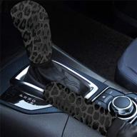 🐆 for u designs non slip automotive car gear shift cover + handbrake protectors universal fits for vehicle, suv, trucks, car interior accessories set, 2 piece, enhancing safety and style with black leopard print logo