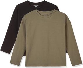 img 1 attached to 👚 UNACOO Classic Loose Fitting Crewneck Girls' Clothing: Stylish Sleeves for Trendy Tops, Tees & Blouses