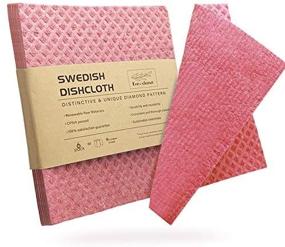 img 3 attached to 🌿 Eco-friendly Cellulose Sponge Cloths - Swedish Dishcloth Bulk 6 Pack, No-Discoloration, No-Odor, Super Absorbent, Kitchen Hand Towel - (6 Dishcloths, Pink) NEW