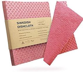 img 1 attached to 🌿 Eco-friendly Cellulose Sponge Cloths - Swedish Dishcloth Bulk 6 Pack, No-Discoloration, No-Odor, Super Absorbent, Kitchen Hand Towel - (6 Dishcloths, Pink) NEW