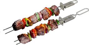 img 2 attached to 🍢 BBQ-Aid Premium Barbecue Skewers: Double Pronged Stainless Steel for Shish Kabob, Shrimp, Meat, Chicken, Veggies & More - 2 Pack