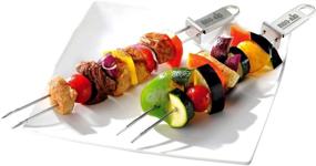 img 1 attached to 🍢 BBQ-Aid Premium Barbecue Skewers: Double Pronged Stainless Steel for Shish Kabob, Shrimp, Meat, Chicken, Veggies & More - 2 Pack