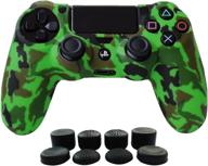 🎮 protective silicone controller cover with fps pro thumb grips - compatible for ps4/ps4 slim/ps4 pro (green) logo