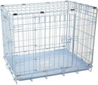 enhanced comfort and security: precision pet snoozzy baby 2-door crate in soothing blue logo