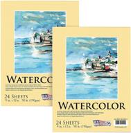 🎨 u.s. art supply premium extra heavy-weight watercolor paper pad - 9" x 12" - 24-sheet (pack of 2) for professional artists logo