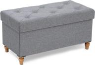 🪑 2021 upgraded 30" storage ottoman with non-skid wooden legs - 80l storage, 350lbs load capacity, light grey linen fabric - ideal for bedroom, living room, entryway, and foot rest logo