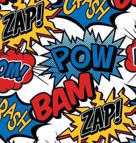 img 2 attached to 🦸 Superhero Comic Gift Wrap Flat Sheet - 24" x 6' | Fun & Colorful Wrap for Gifts