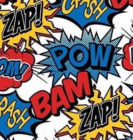 img 1 attached to 🦸 Superhero Comic Gift Wrap Flat Sheet - 24" x 6' | Fun & Colorful Wrap for Gifts