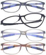 flexible & lightweight 4-pack blue light blocking reading glasses - anti-eyestrain, portable readers for women & men - optimal for computer use logo