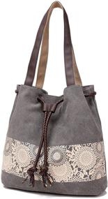 img 4 attached to Stylish Women's Handbags & Wallets: Casual Leather Shoulder Bags with Printing Canvas Design