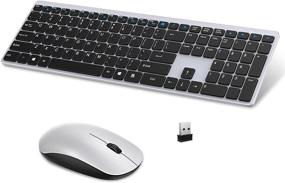 img 4 attached to 💻 Ultra-Thin Wireless Keyboard Mouse Combo, 2.4GHz Set with USB Receiver for Windows, Computer, Desktop, PC, Notebook - Silver