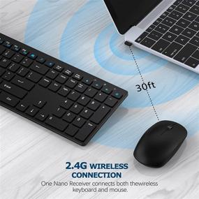 img 3 attached to 💻 Ultra-Thin Wireless Keyboard Mouse Combo, 2.4GHz Set with USB Receiver for Windows, Computer, Desktop, PC, Notebook - Silver