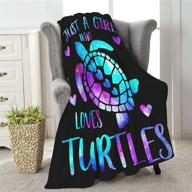 🐢 jikokuten beautiful sea turtle flannel blanket: super soft, lightweight & cozy logo