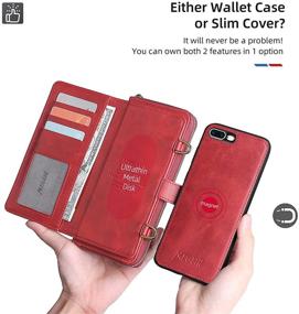 img 3 attached to Versatile iPhone 8 Plus and 7 Plus Wallet Case with Detachable Magnetic Closure, Card Holder, and Lanyard – Red PU Leather Flip Cover with 13 Card Slots