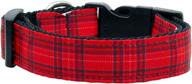 🐶 mirage pet products plaid nylon collar - medium size in vibrant red hue: a perfect fit for your fur buddy! logo