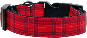 img 1 attached to 🐶 Mirage Pet Products Plaid Nylon Collar - Medium Size in Vibrant Red Hue: A Perfect Fit for Your Fur Buddy!