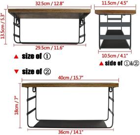 img 3 attached to 📚 Versatile 2 Tier Wall Mounted Shelf Set: Stylish Wall Floating Shelves with Black Metal for Bathroom, Bedroom, Living Room, Laundry Room, Kitchen - Available in 2 Different Sizes