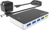 byeasy 7-port powered usb hub 3.0 with power adapter and bc 1.2 charging port – ideal for imac, macbook pro/air, mac mini/pro, ps4, surface pro, pc, laptop, and more logo