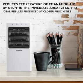 img 2 attached to 🌬️ Ivation Personal Mini Air Cooler: Portable USB-Powered Desktop Evaporative Swamp Cooler Fan Humidifier with 2-Speed Fan - Compact Cooling for Home, Office Desktop, or Car Up to 21 Sq/Ft