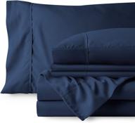 🛏️ bare home 6 piece full xl bed sheets - deep pocket full extra long sheet set, dark blue - ultra-soft sheets with 4 pillowcases logo