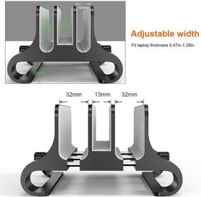 img 2 attached to 💻 Вертикальный держатель для ноутбуков Elejolie - 3 слота для MacBook Pro, регулируемый размер - алюминиевая стойка Mac для стола - серый.