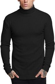 img 4 attached to Amussiar Turtleneck Pullover Outdoor T Shirts Men's Clothing