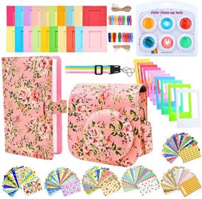 img 4 attached to 📸 Fujifilm Instax Mini 9 Camera Accessories Bundle Kit Set - Pink Floral Design; Includes Case, Album, Film Stickers, Desk Frames, Hanging Frame, Filters, Strap