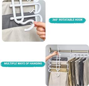 img 1 attached to LaLand 5-Layer Pants Hanger with Clips - Space-Saving Trousers Rack for Pants, Jeans, Skirts, Scarves, Ties, Towels - Closet Organizer for Non-Slip Clothes Storage (2 Pack)