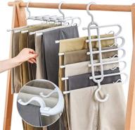 laland 5-layer pants hanger with clips - space-saving trousers rack for pants, jeans, skirts, scarves, ties, towels - closet organizer for non-slip clothes storage (2 pack) логотип