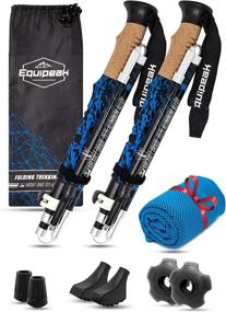 img 4 attached to 🏔️ Equipeak Folding Trekking Poles: Lightweight Aluminum Hiking Sticks with Real Cork & EVA Grip, Strong Locks - Perfect for Travel, Seniors, Men, Women - Includes Accessories and Storage Bag