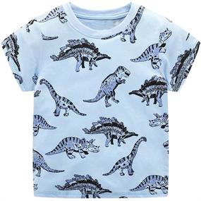 img 3 attached to Short Sleeve T Shirts Crewneck Dinosaur Stegosaurus Boys' Clothing