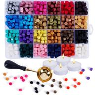 hoppler 648 pcs sealing wax beads - hexagon wax seal kit with 24 vibrant colors - includes 4 tea light candles and wax melting spoon for sealing stamp logo