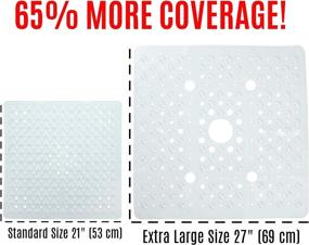 img 3 attached to 🚿 SlipX Solutions Extra Large Square Shower Mat 27 x 27 - Non-Slip Bathroom Mat for Elderly & Kids (Drain Holes, Strong Suction Cups, Machine Washable) - Clear