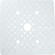 🚿 slipx solutions extra large square shower mat 27 x 27 - non-slip bathroom mat for elderly & kids (drain holes, strong suction cups, machine washable) - clear logo