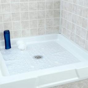 img 2 attached to 🚿 SlipX Solutions Extra Large Square Shower Mat 27 x 27 - Non-Slip Bathroom Mat for Elderly & Kids (Drain Holes, Strong Suction Cups, Machine Washable) - Clear