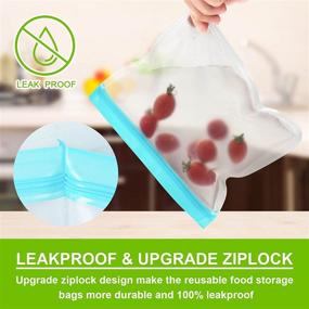 img 1 attached to 🔒 Dishwasher-Safe Stand Up Reusable Storage Bags, 12-Pack BPA-Free Sandwich Bags, Extra Thick Snack Bags, Leak-Proof Freezer Bags (6 Large Bags + 6 Sandwich Bags)