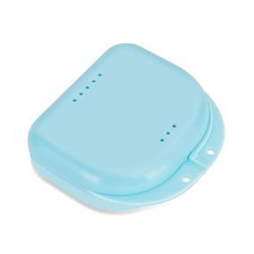 img 4 attached to 🦷 Convenient Dental Mouthguard Container: Orthodontic Retainer Case with Vent Holes, Denture Holder Box Clear Aligner Case Slim for Household, Travel, Office - Bluish - Light & Easy to Carry