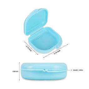 img 3 attached to 🦷 Convenient Dental Mouthguard Container: Orthodontic Retainer Case with Vent Holes, Denture Holder Box Clear Aligner Case Slim for Household, Travel, Office - Bluish - Light & Easy to Carry